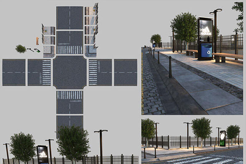 铺路和人行道模型3D模型（FBX,MAX）