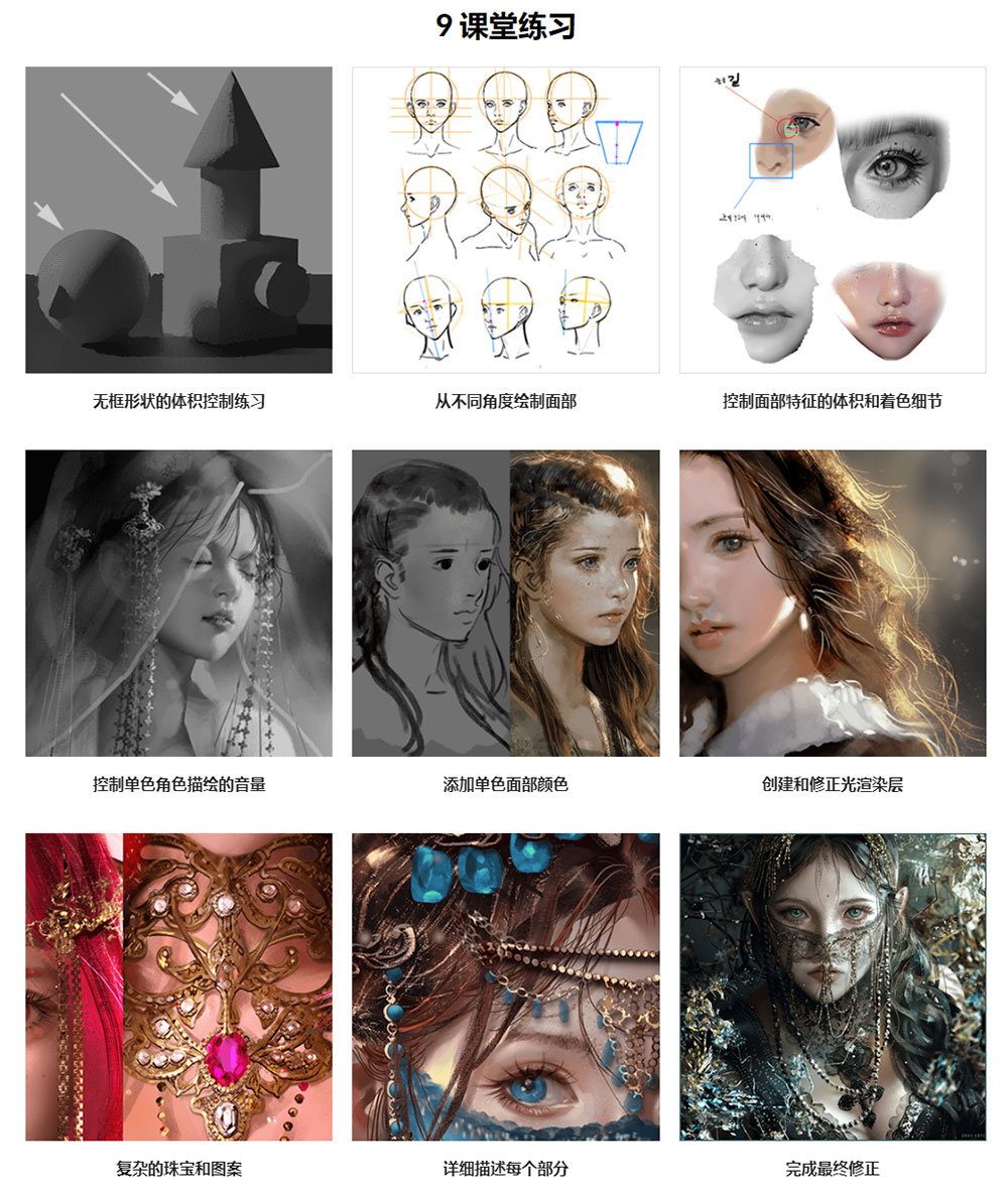 PS基础到高级分步面部着色绘画教学 Step-by-Step Face Coloring from Basic to Advanced