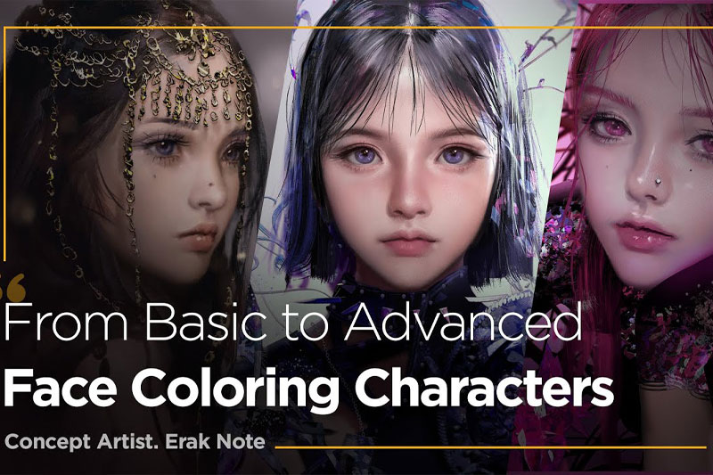 PS基础到高级分步面部着色绘画教学 Step-by-Step Face Coloring from Basic to Advanced