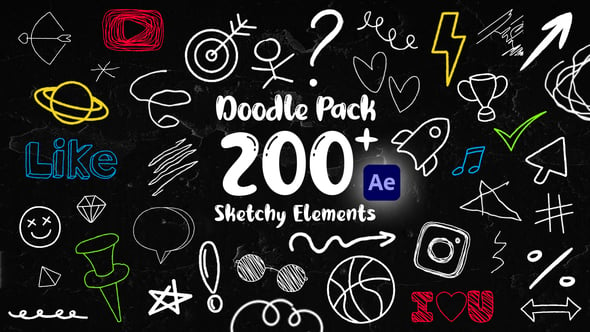 AE/PR模板-222组手绘涂鸦图形动画元素 Doodle Pack