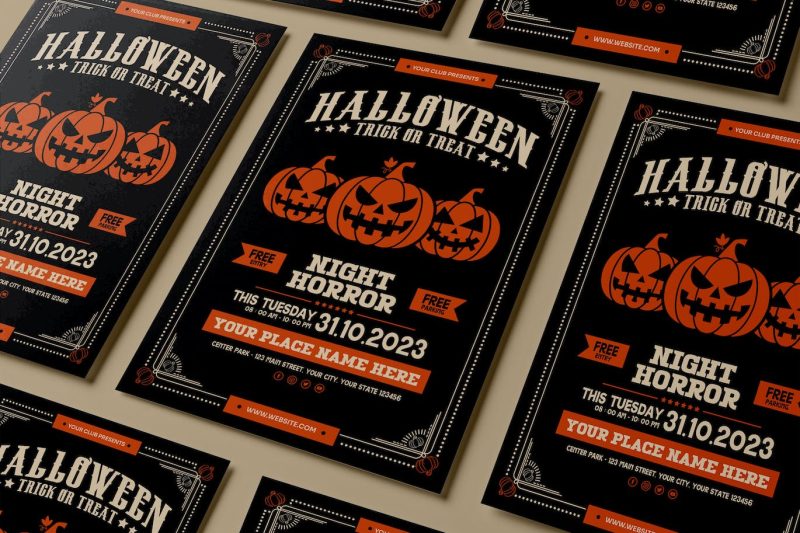 万圣节传单海报素材模版 (AI,EPS,PDF,PNG,PSD) halloween-flyer