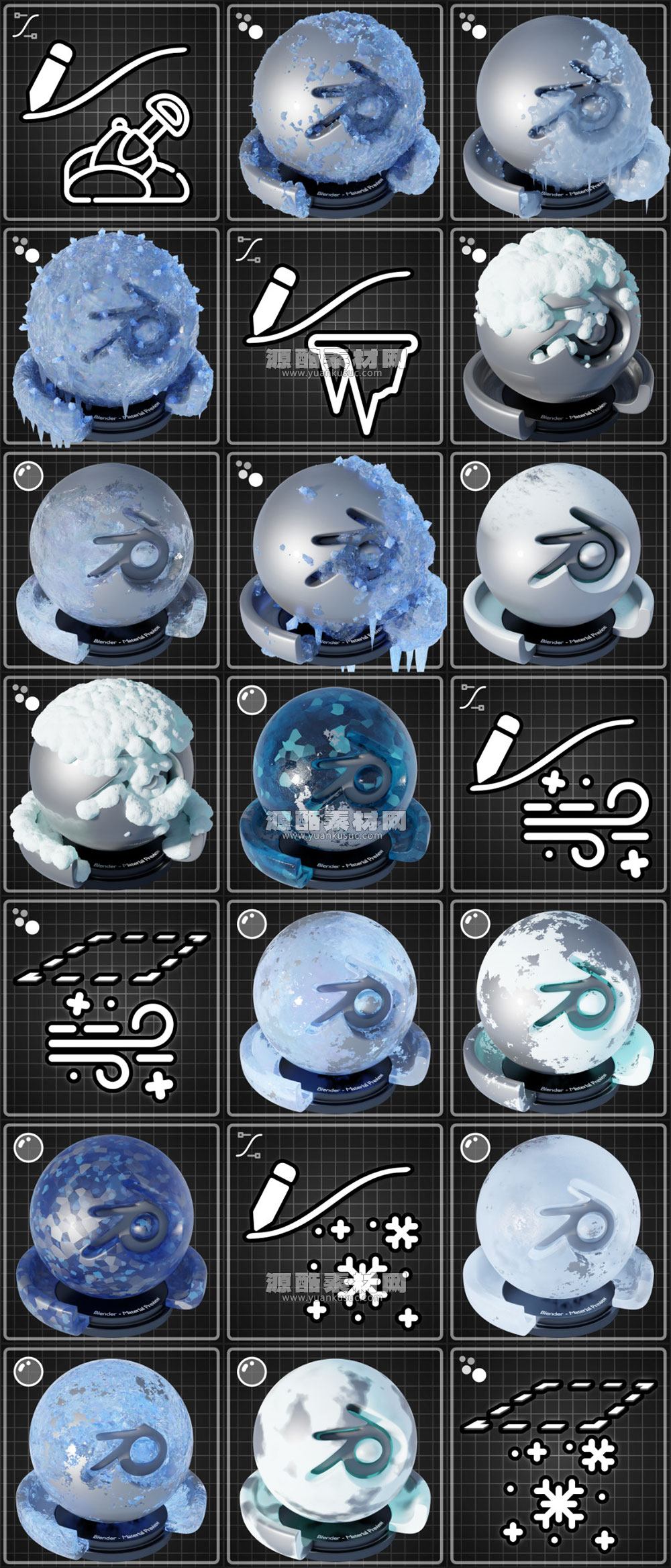 Blender冬季冰霜冷冻效果生成器插件(中文汉化) Frostyice Tools – Snow And Ice Winter Effects v1.0.0