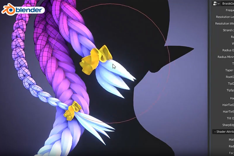 Blender模拟头发辫子制作插件 Braids Generator V5.0.1