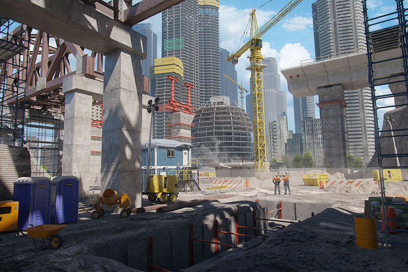 工地楼房建筑施工设备起重机吊塔模型3D模型 Kitbash3D – Construction Zone