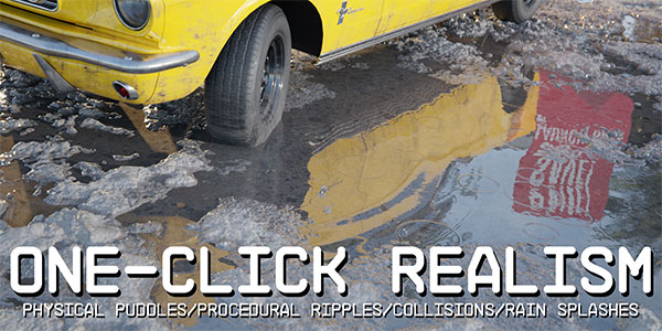 Blender下雨水坑效果生成器插件 Physical Puddles Pro V1.0.0