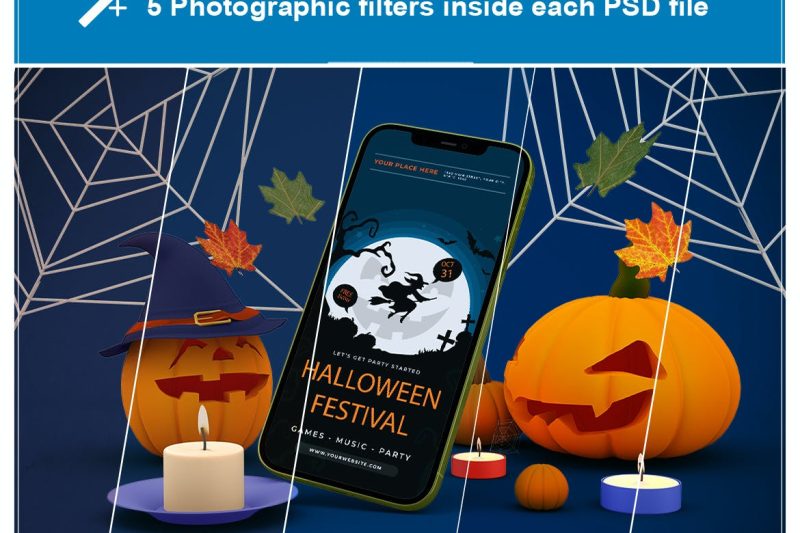 万圣节 iPhone苹果手机样机素材 (PSD)