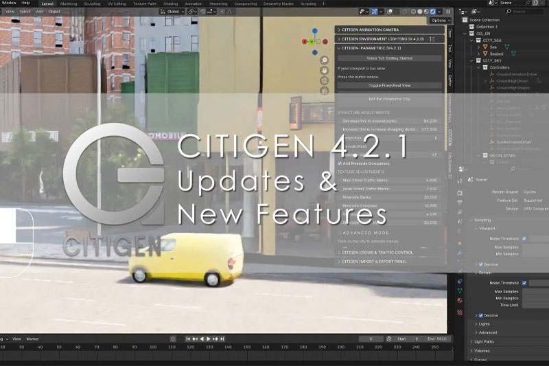 Blender插件-航拍城市三维场景生成工具 Citigen Ultimate v4.2.2 + 资产预设