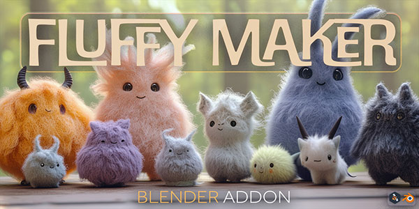 Blender插件-毛茸茸生成器毛皮毛绒毛发材质 Fluffy Maker V1.0.0