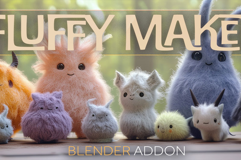 Blender插件-毛茸茸生成器毛皮毛绒毛发材质 Fluffy Maker V1.0.0