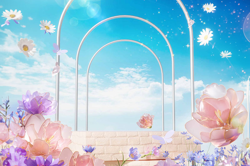 C4D鲜花花朵植物电商场景渲染工程电商展台C4D模型