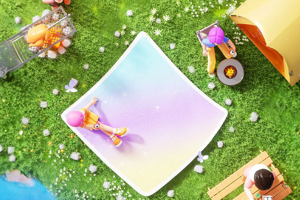 C4D户外旅游露营野餐场景渲染工程户外露营C4D模型