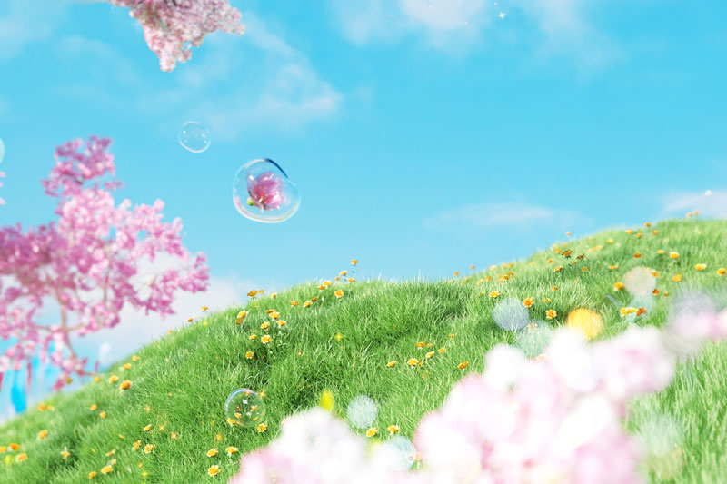 C4D植物花朵小清新场景渲染工程植物花朵C4D模型