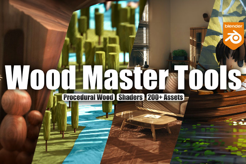 Blender预设-200+程序木材木纹风化材质纹理资产库 Wood Master Tools V1.0