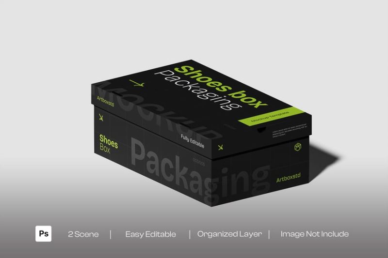 鞋盒包装样机素材 003 (PSD) shoes-box-packaging-mockup