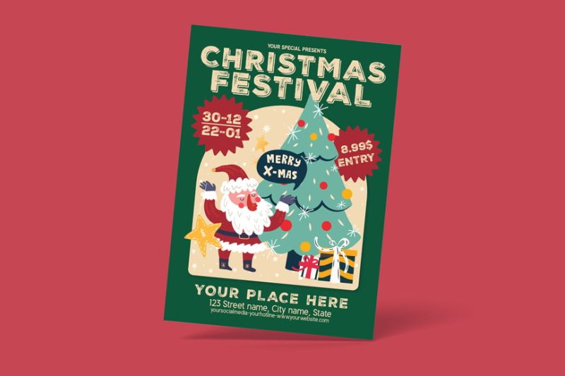 圣诞派对传单素材 (AI,EPS,PSD) christmas-party-flyer