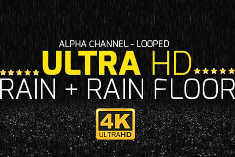 真实下雨特效循环动画4K视频素材(含雨声和Alpha透明通道) Rain