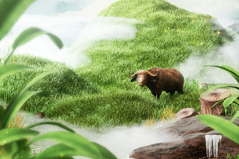 C4D清明节户外植物场景渲染工程户外场景C4D模型