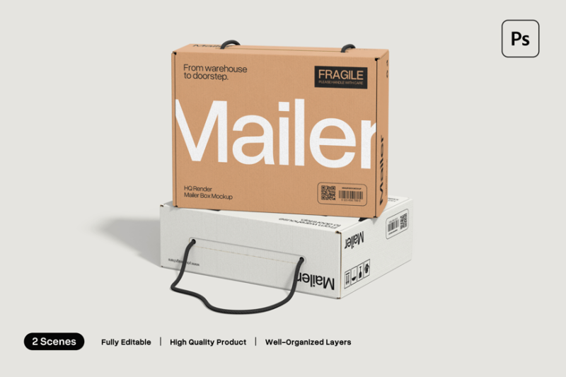 邮寄箱快递箱样机素材 (PSD) mailing-box-mockup
