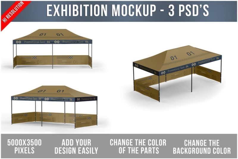 展览促销帐篷样机素材 (PSD) exhibition-promotional-tent-mockup
