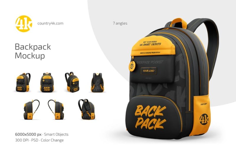 背包样机素材套装 (PSD) backpack-mockup-set