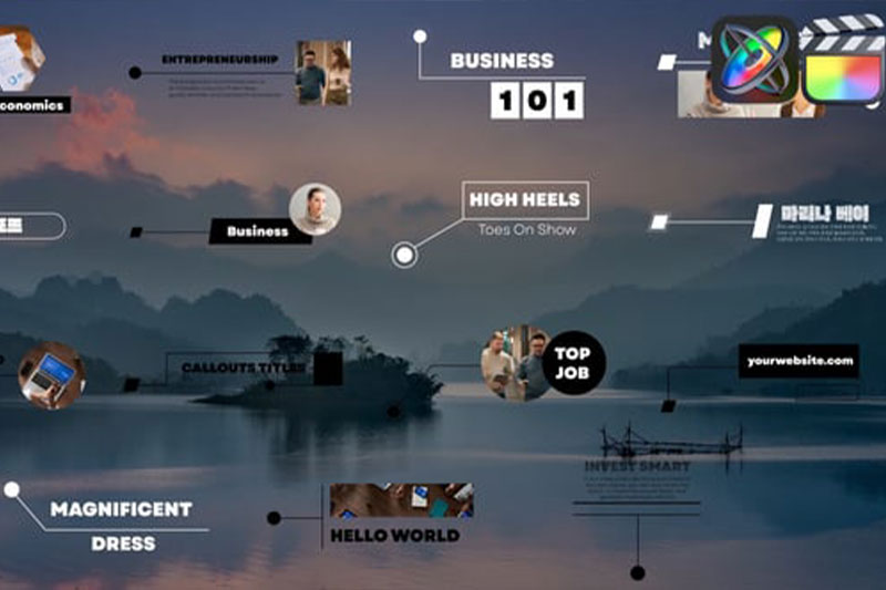 FCPX15组时尚简约线条呼出文字标注展示动画模板 Callouts Titles