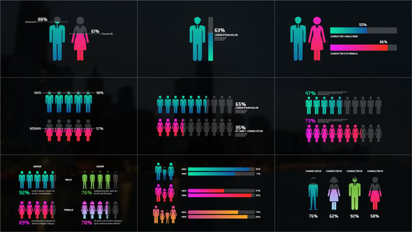 AE可视化人口数据统计信息图表动画模板 People Chart Infographics