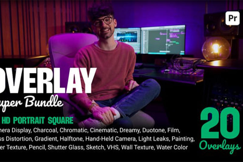 AE/PR模板-20组创意视觉特效叠加包 Overlay Super Bundle