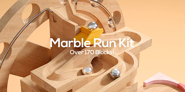 Blender逼真弹珠轨道积木3D模型资产预设 Marble Run Kit V3.3