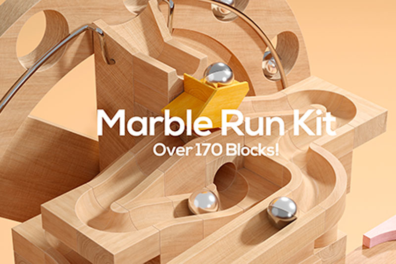 Blender逼真弹珠轨道积木3D模型资产预设 Marble Run Kit V3.3