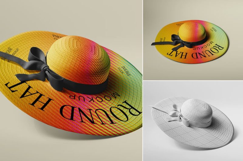 草帽遮阳帽样机素材 (PSD) straw-sun-hat-mockup