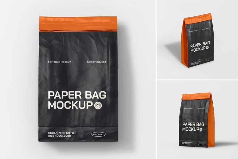 纸袋袋品牌样机素材 (PSD,JPG) paper-pouch-bag-branding-mockup-set