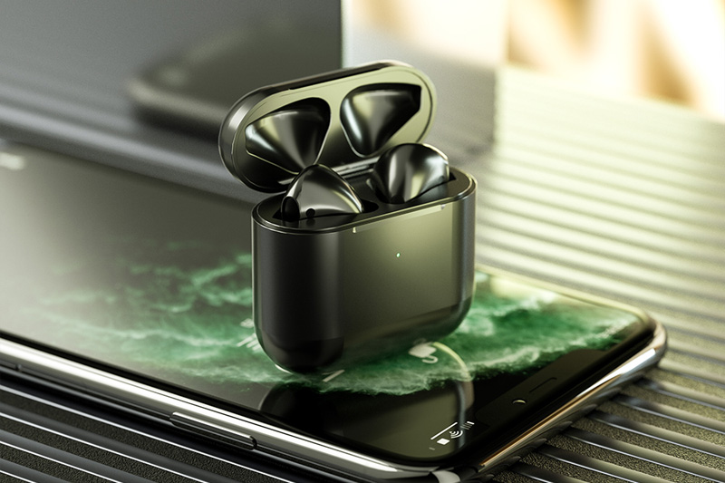 C4D无线蓝牙耳机场景渲染工程无线蓝牙耳机模型C4D模型