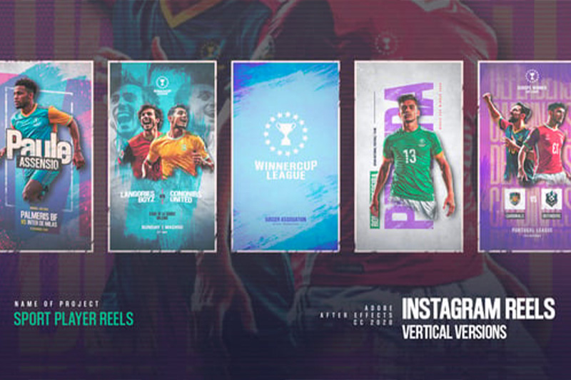 AE动感体育竖屏宣传动画模板 Sport Player Vertical Intro