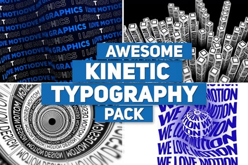 AE创意文字动力学特效海报背景循环动画模板 Kinetic Typography V2