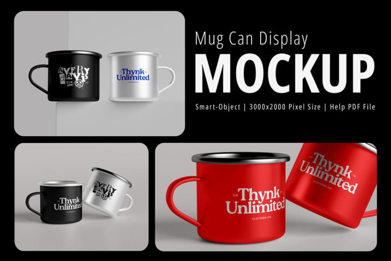 杯子可以展示样机素材 (PSD) mug-can-display-mockup