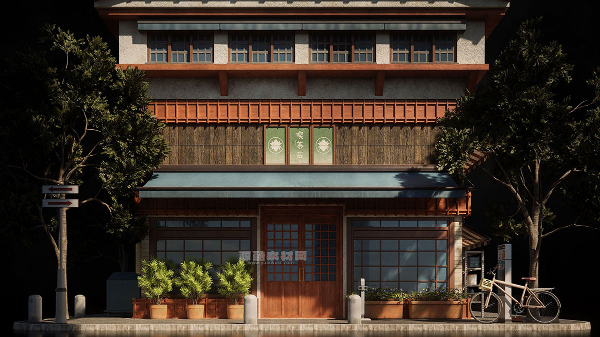 日式建筑模型古建筑模型3D模型 (C4D,Blender,FBX,obj,max,maya) kitbash3d Japanese Neighborhoods