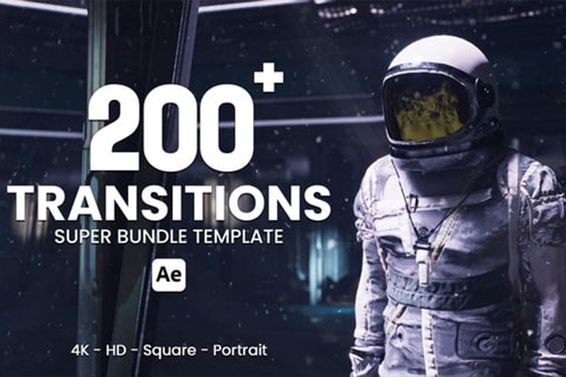 AE200种水墨笔刷抖动故障翻页撕裂图形视频转场预设模板 Transitions Super Bundle