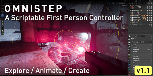 Blender第一人称视角控制器移动飞行交互动画插件 Omnistep V1.1.0