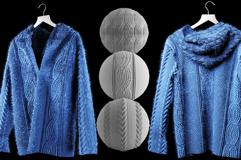 2套60个针织毛线毛衣贴图纹理毛衣织物贴图