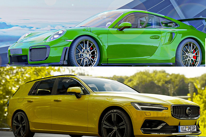 C4D911跑车场景渲染工程汽车模型C4D模型