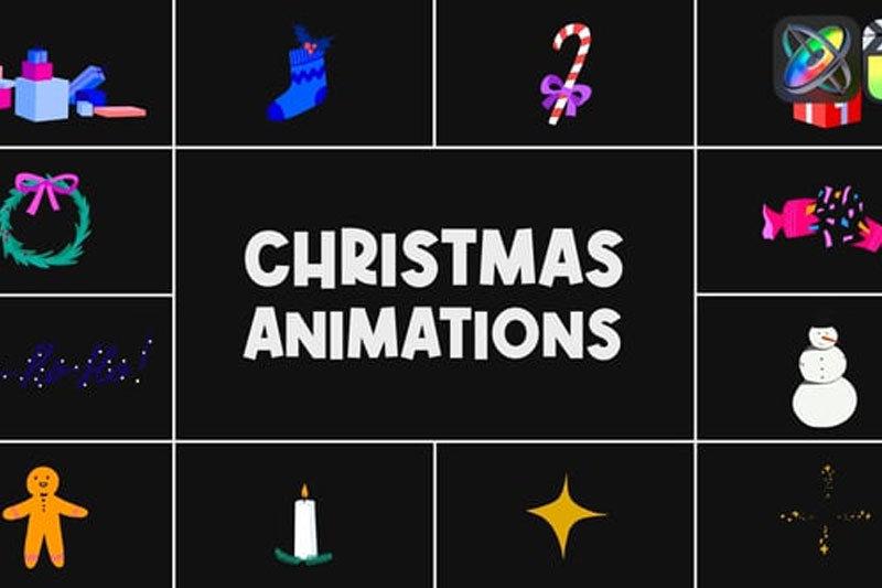 FCPX可爱卡通圣诞节图形动画插件 Christmas Animations