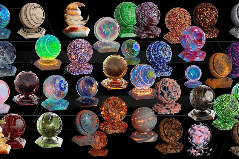 C4D预设-1000多个RS程序化材质预设Redshift节点材质预设