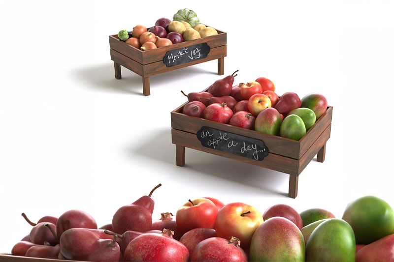 苹果南瓜模型水果模型3D模型 (C4D,Blender,FBX)