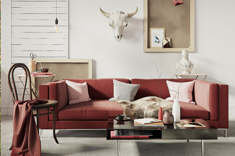 沙发茶几模型现代客厅室内场景模型3D模型 (C4D,Blender,FBX)