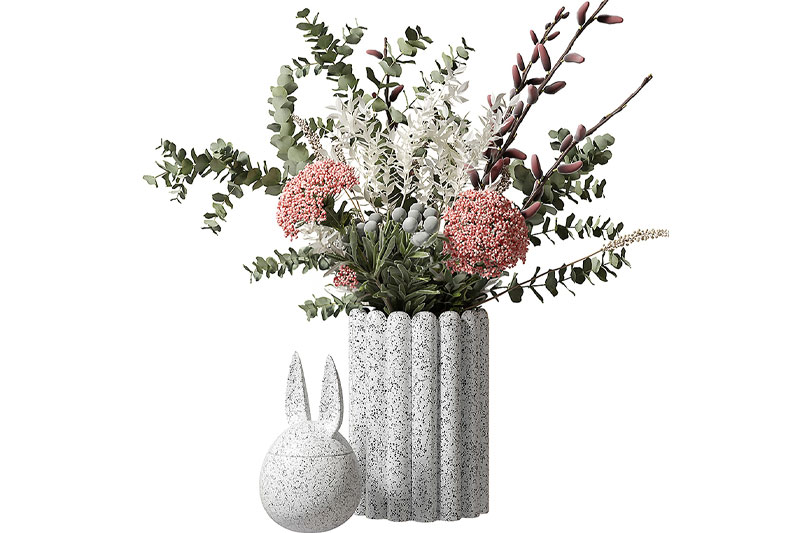 白色花瓶模型花卉模型3D模型 (C4D,Blender,FBX)