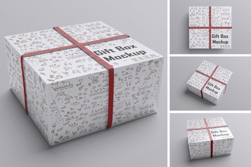 礼品盒样机素材 (PSD,PDF) gift-box-mockup