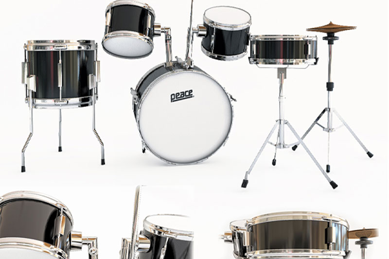 架子鼓模型乐器模型3D模型 (C4D,Blender,FBX)