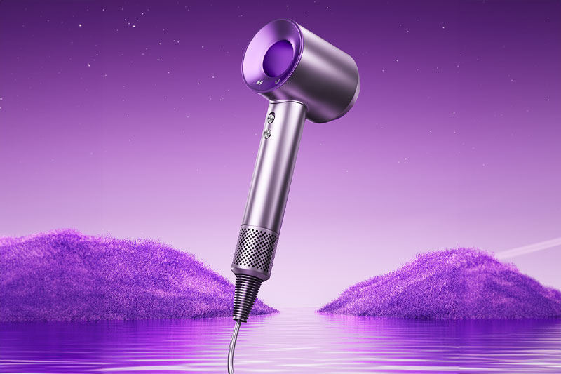 C4D戴森吹风机水面场景渲染工程吹风机模型C4D模型