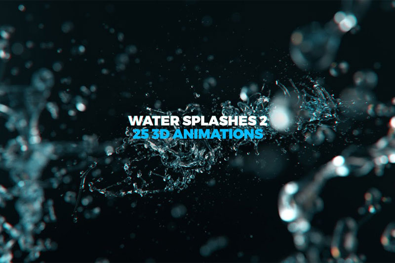 25个水花飞溅动画资产模型动态水花流体3D模型 VFX Elements Water Splashes Vol02