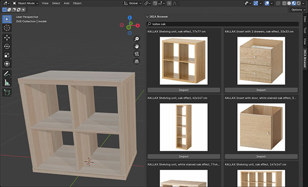 Blender IKEA网站3D模型导入工具插件 IKEA Browser v0.1.4